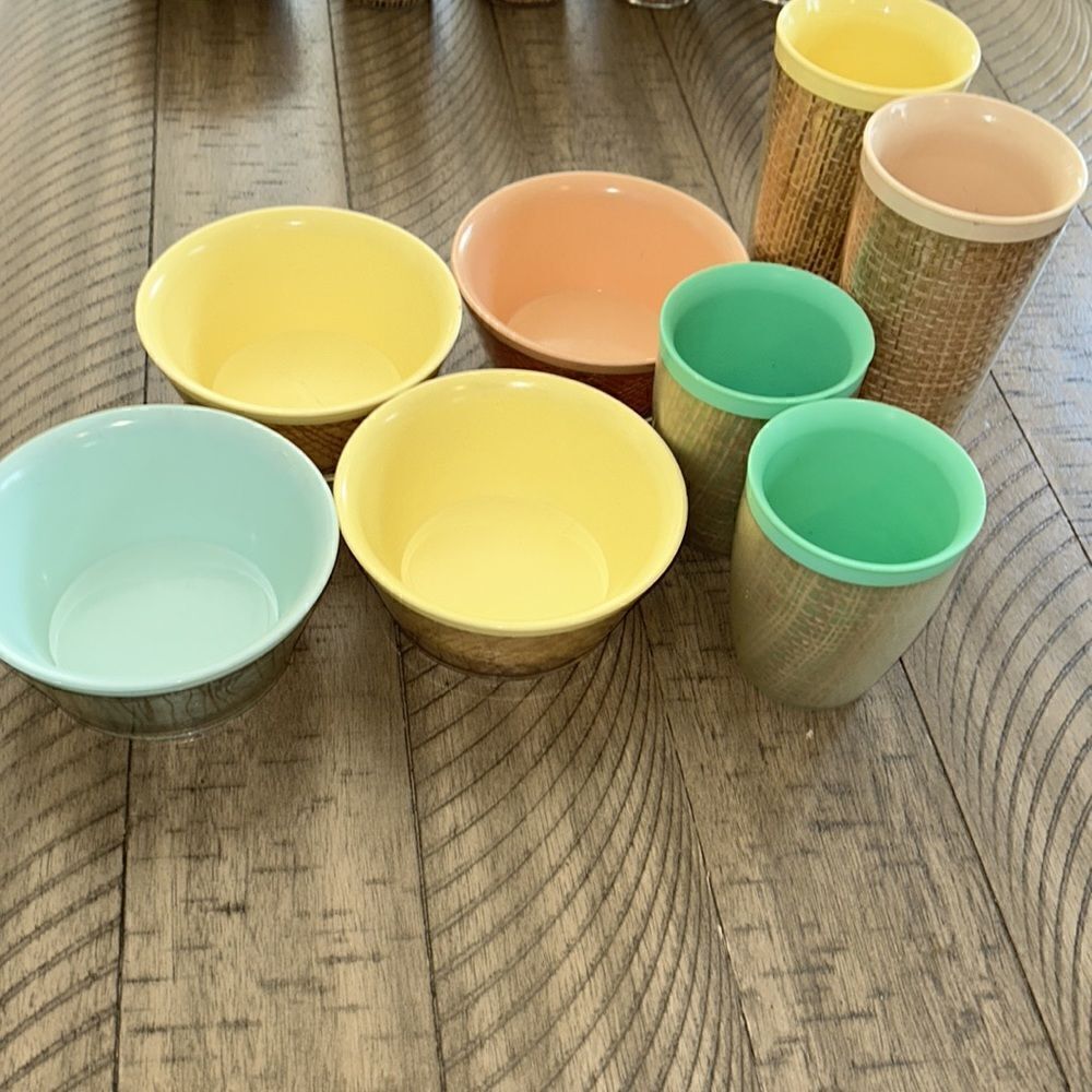 1970’s 🌸 Tropical 🌴 Raffia Breakfast Set. Fabulously Retro & Practical - Picture 4 of 16